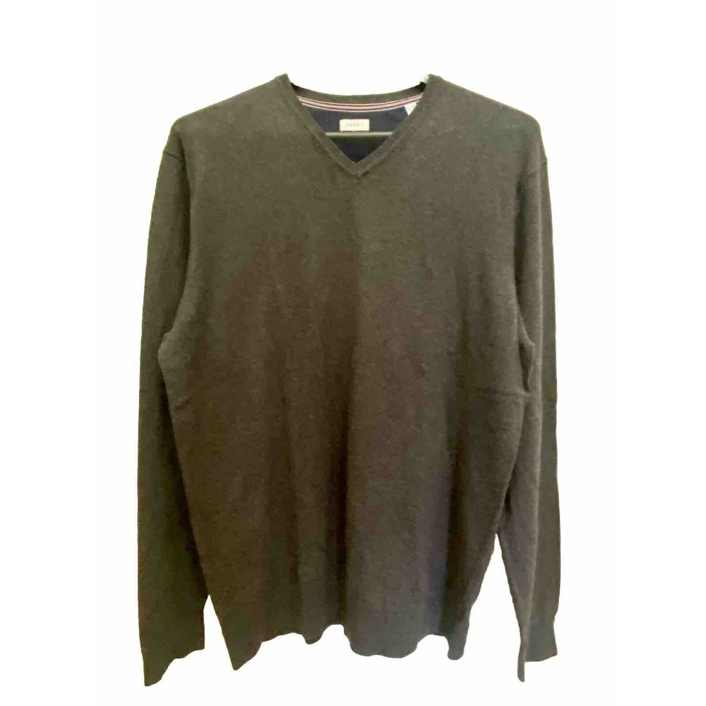 Esprit Cotton Cashmere Grey Men's V-neck‎ Sweater XXL Grandpacore Lagenlook